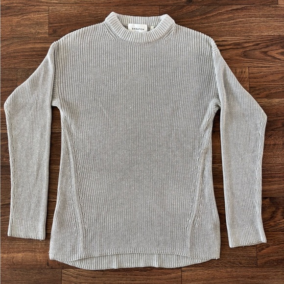 Aritzia BABATON Silk Blend Knit Fisherman Crew Sweater Size L - Picture 3 of 10